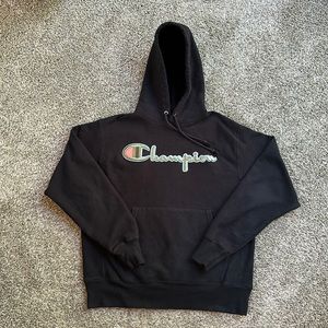 Champion Reverse Weave Men’s Embroidered Black Hoodie Size Medium